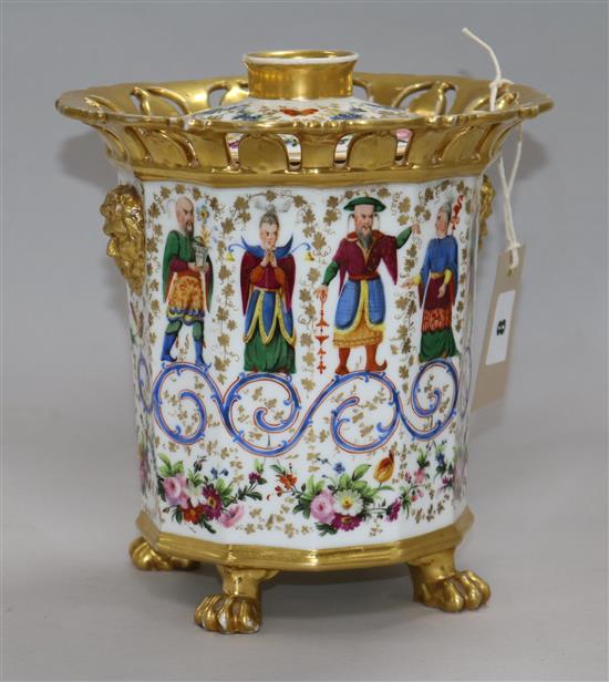 A Paris porcelain chinoiserie bough pot, mid 19th century 21cm.